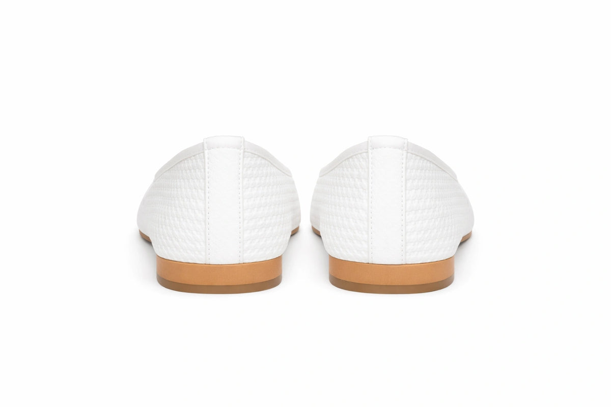 White Quilted Ballet Flats with Bow (INSIDE)