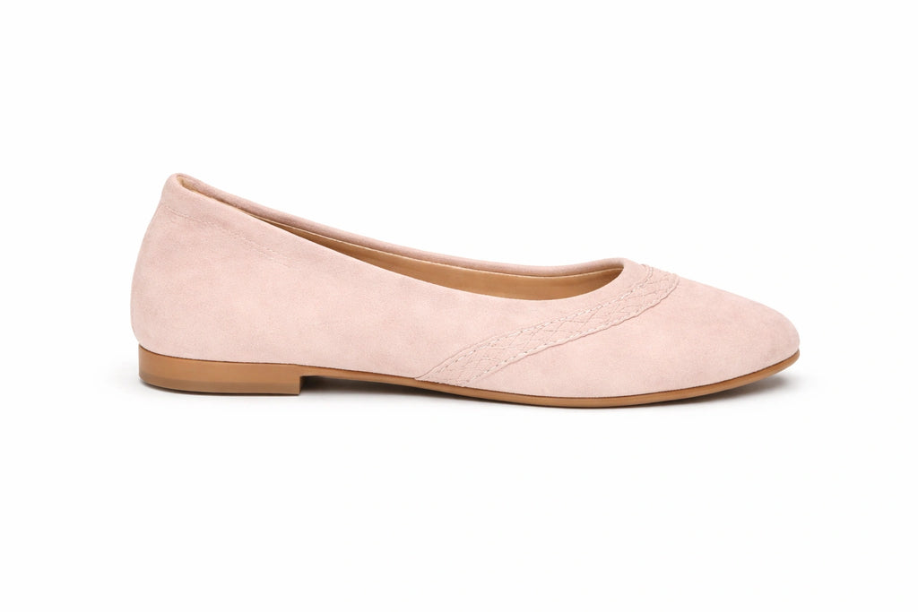 Women’s Blush Pink Suede Ballet Flats (INSIDE)