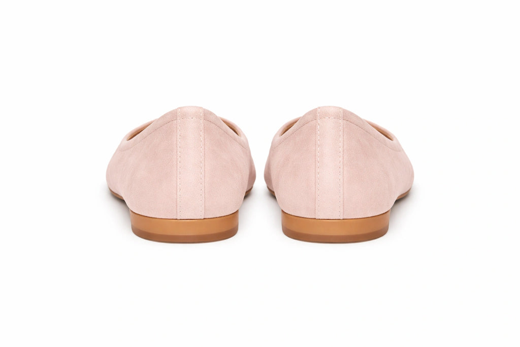 Women’s Blush Pink Suede Ballet Flats (INSIDE)