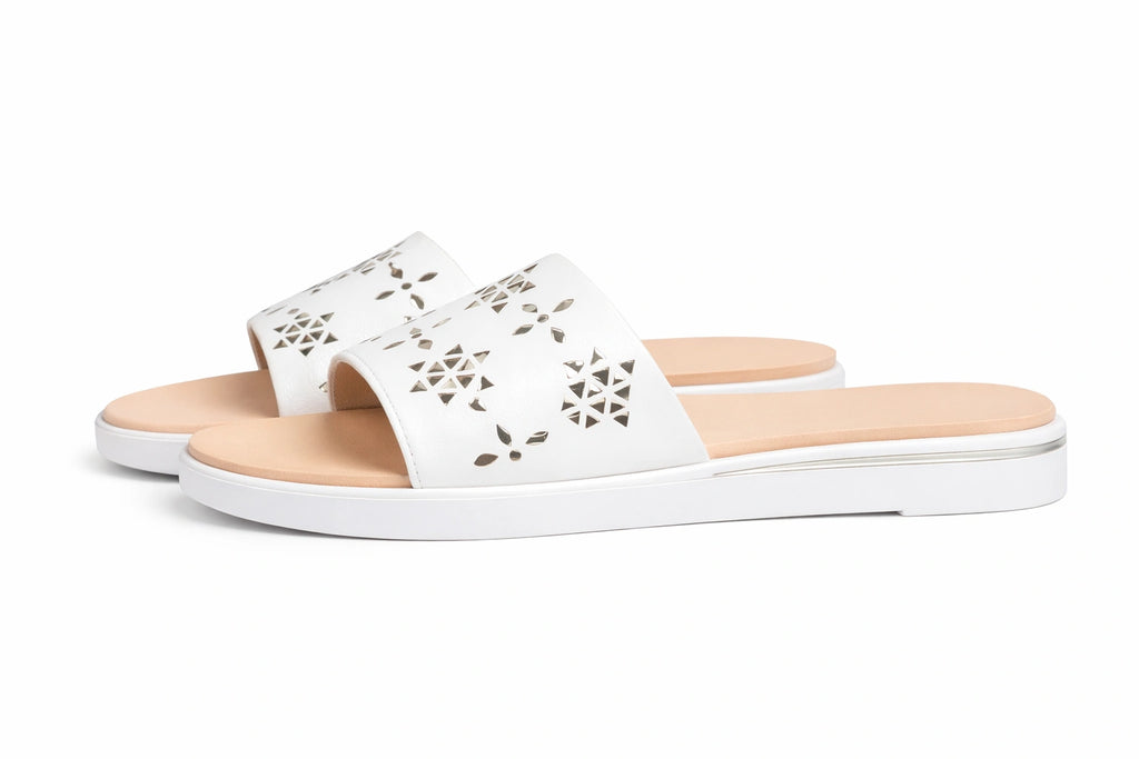 White Cutout Slide Sandals (INSIDE)
