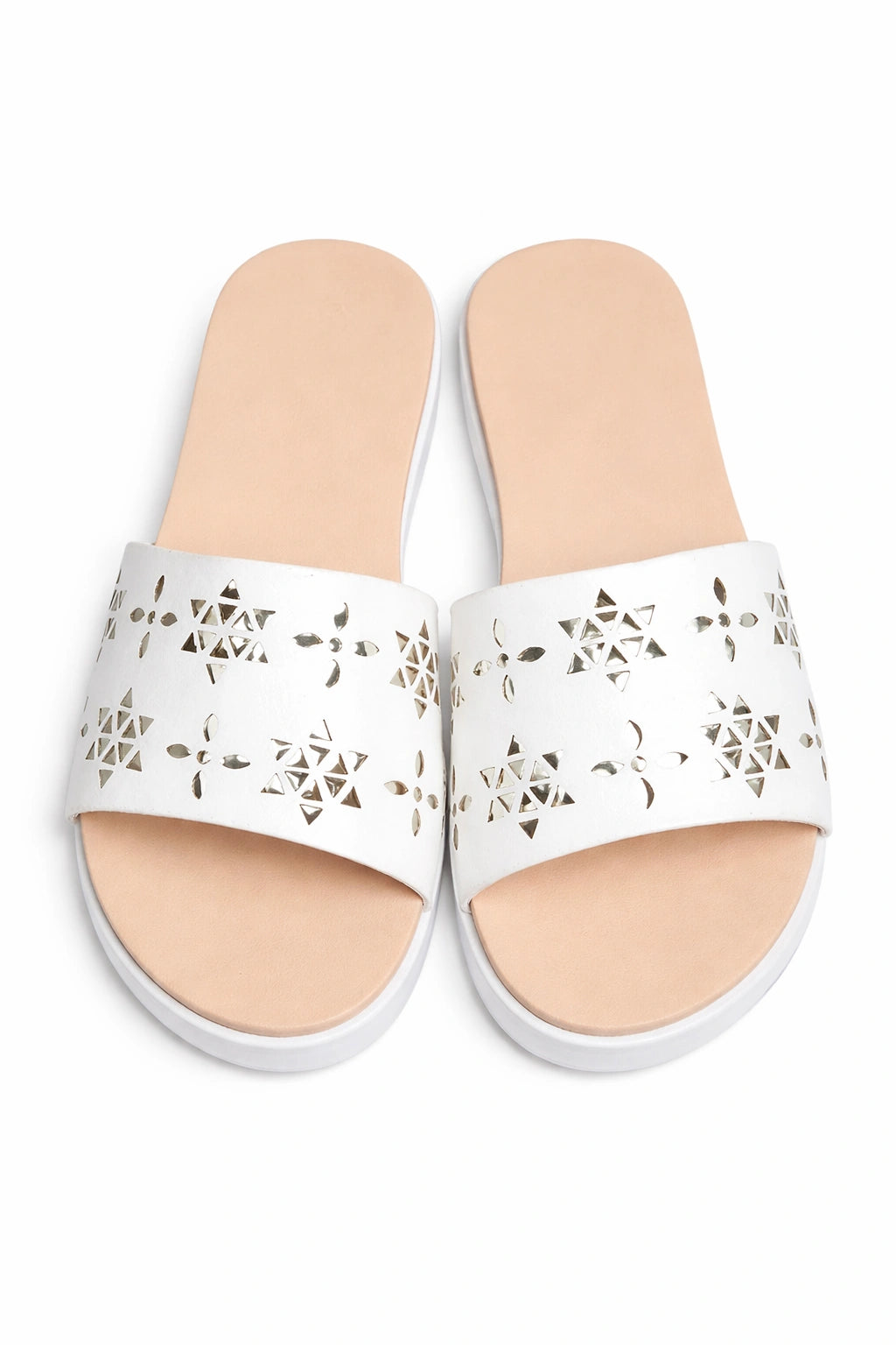 White Cutout Slide Sandals (INSIDE)