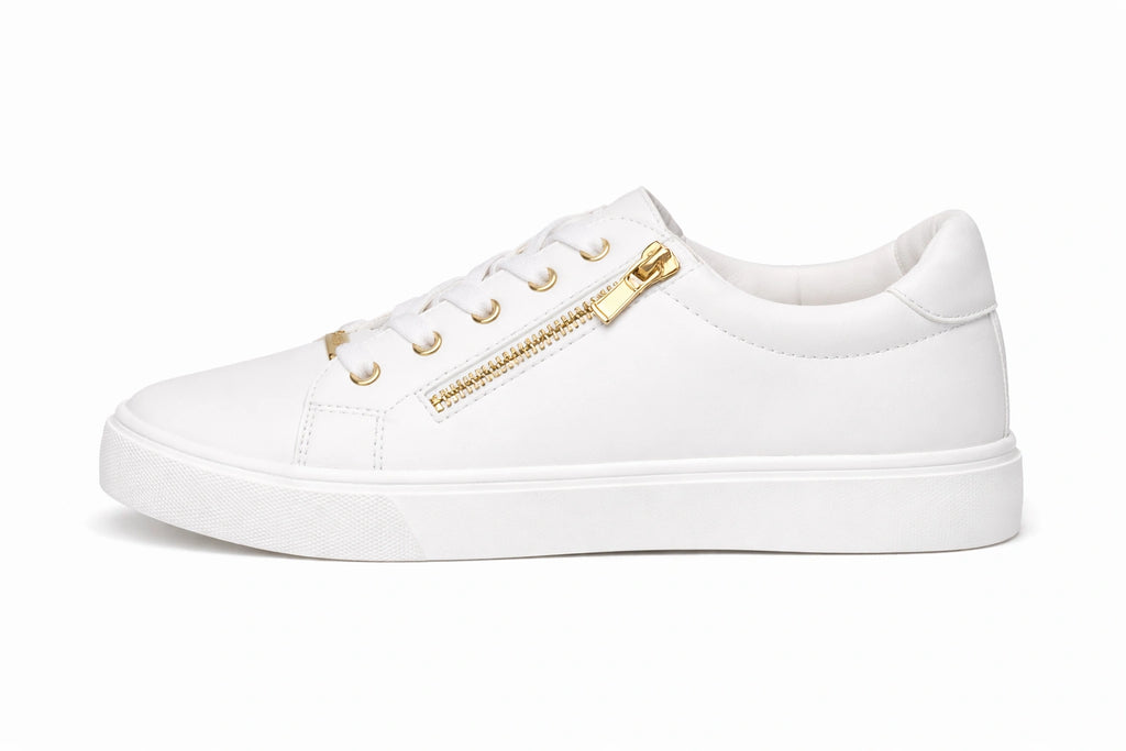 Women's White Sneakers with Side Zipper (INSIDE)