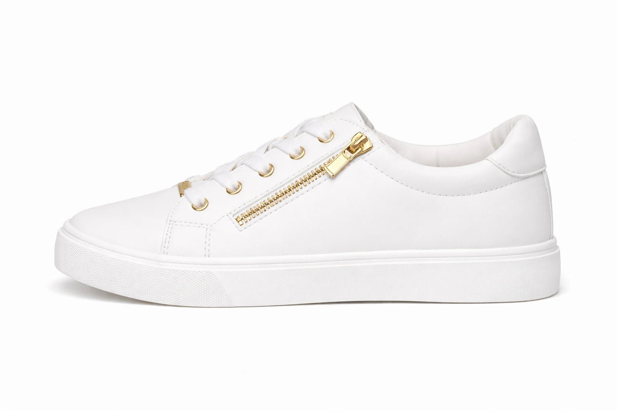 Women's White Sneakers with Side Zipper (INSIDE)
