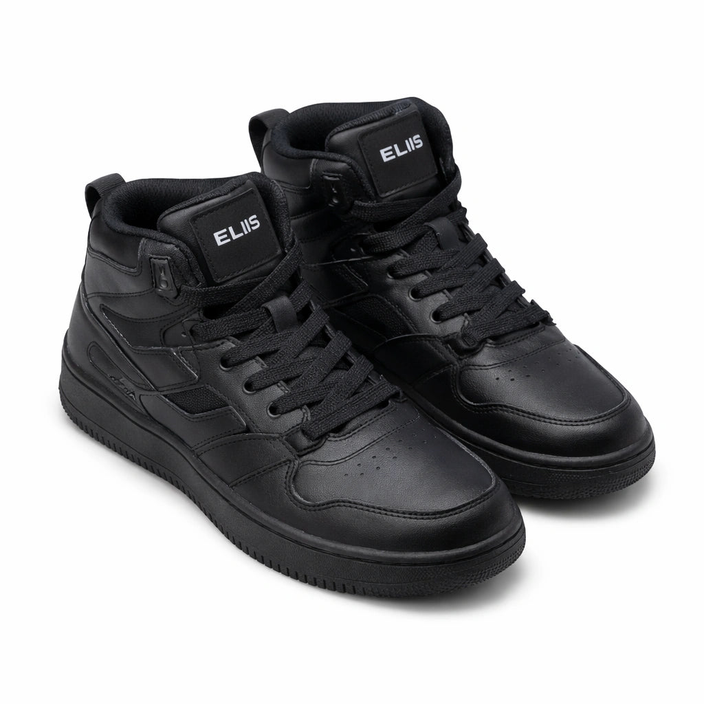 Sleek Black Leather Sneaker (Elis)
