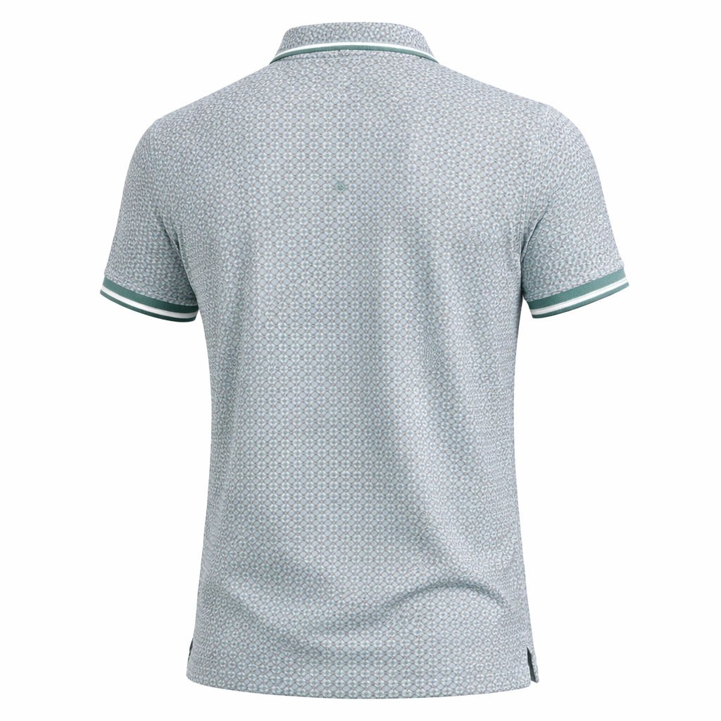 Modern Green Geometric Patterned Polo (IN SIDE)