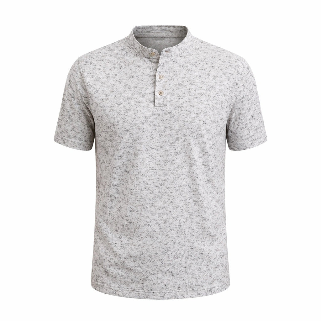 Modern Grey Speckled Henley Tee (IN SIDE)