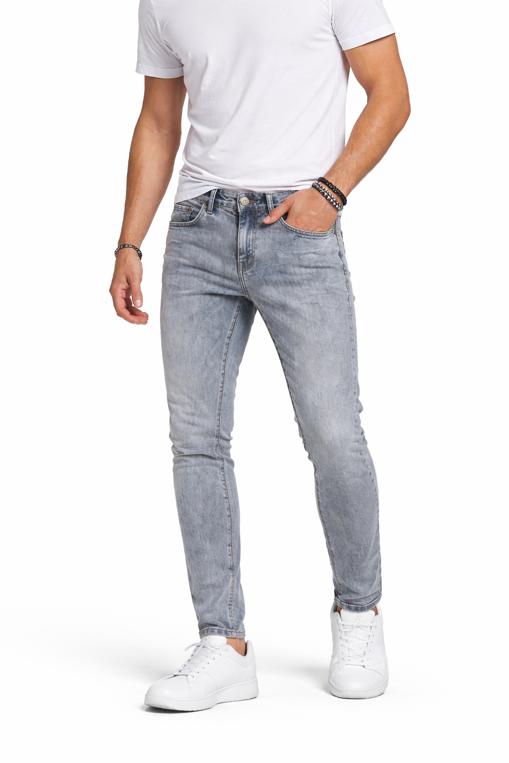 Men’s Light Grey Denim Jeans(INSIDE)