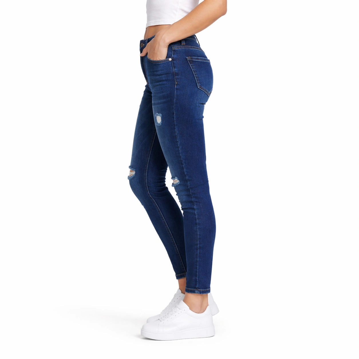 Women’s Dark Blue Denim Jeans(INSIDE)
