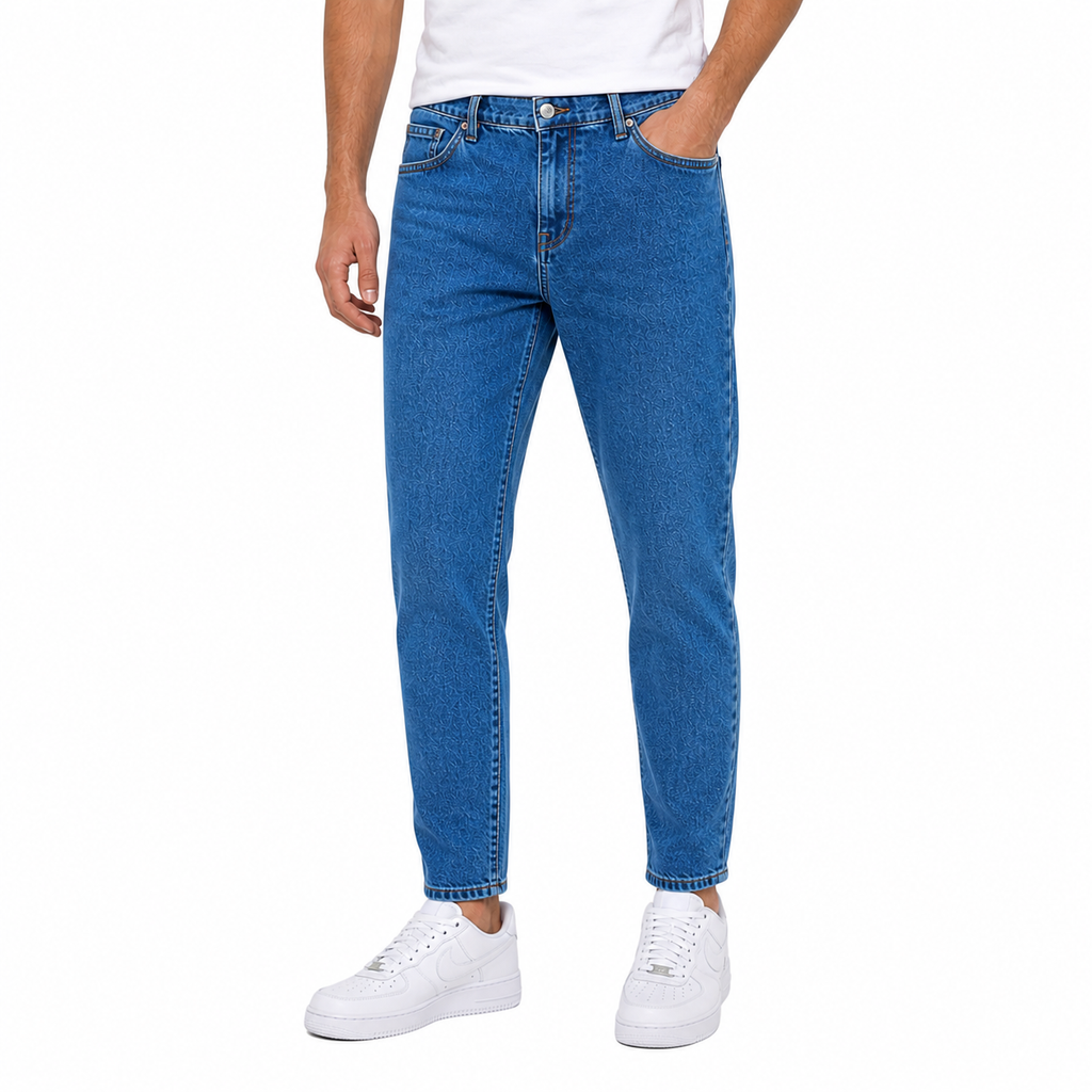 Blue Monogram Patterned Jeans(INSIDE)