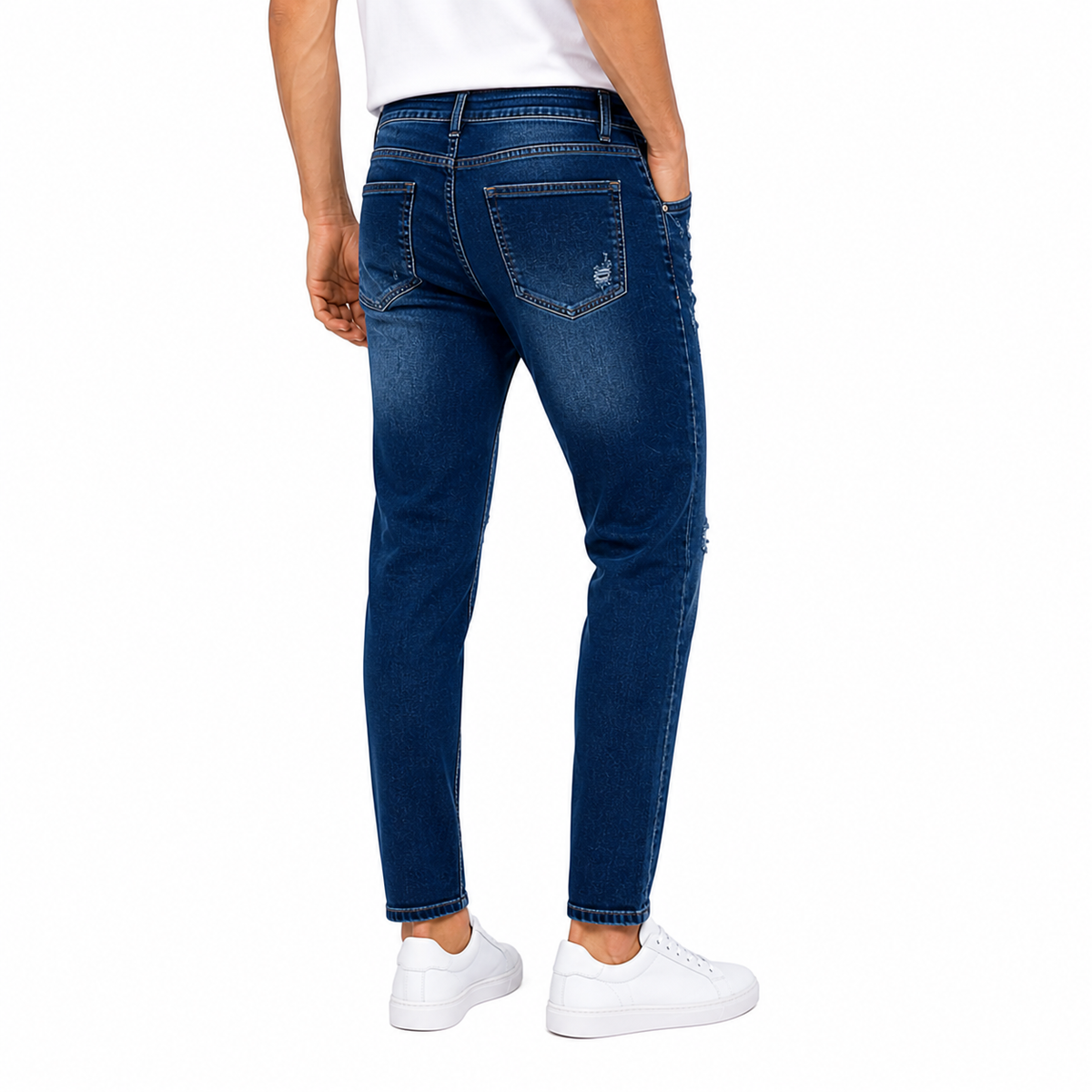 Distressed Dark Blue Jeans(INSIDE)