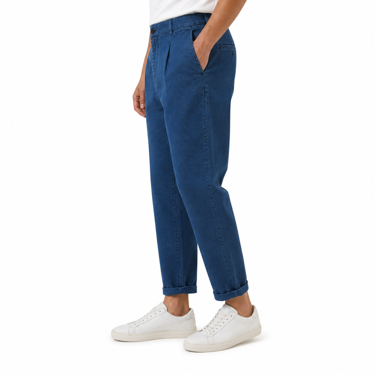 Pleated Front Denim Trousers Jeans (INSIDE)
