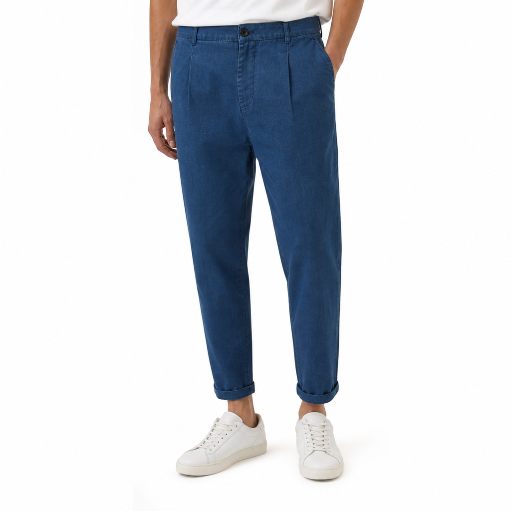 Pleated Front Denim Trousers Jeans (INSIDE)