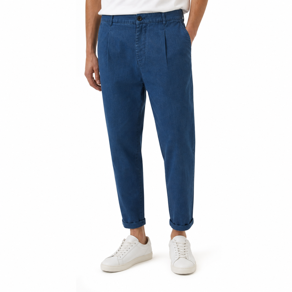 Pleated Front Denim Trousers Jeans (INSIDE)