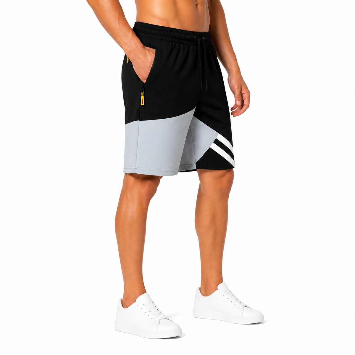 Geometric Grey Athletic Shorts(INSIDE)