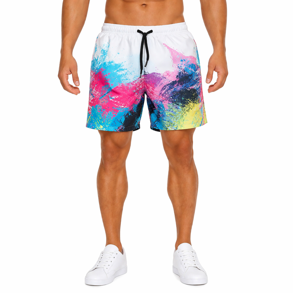 Vibrant Paint Splatter Swim Shorts(INSIDE)