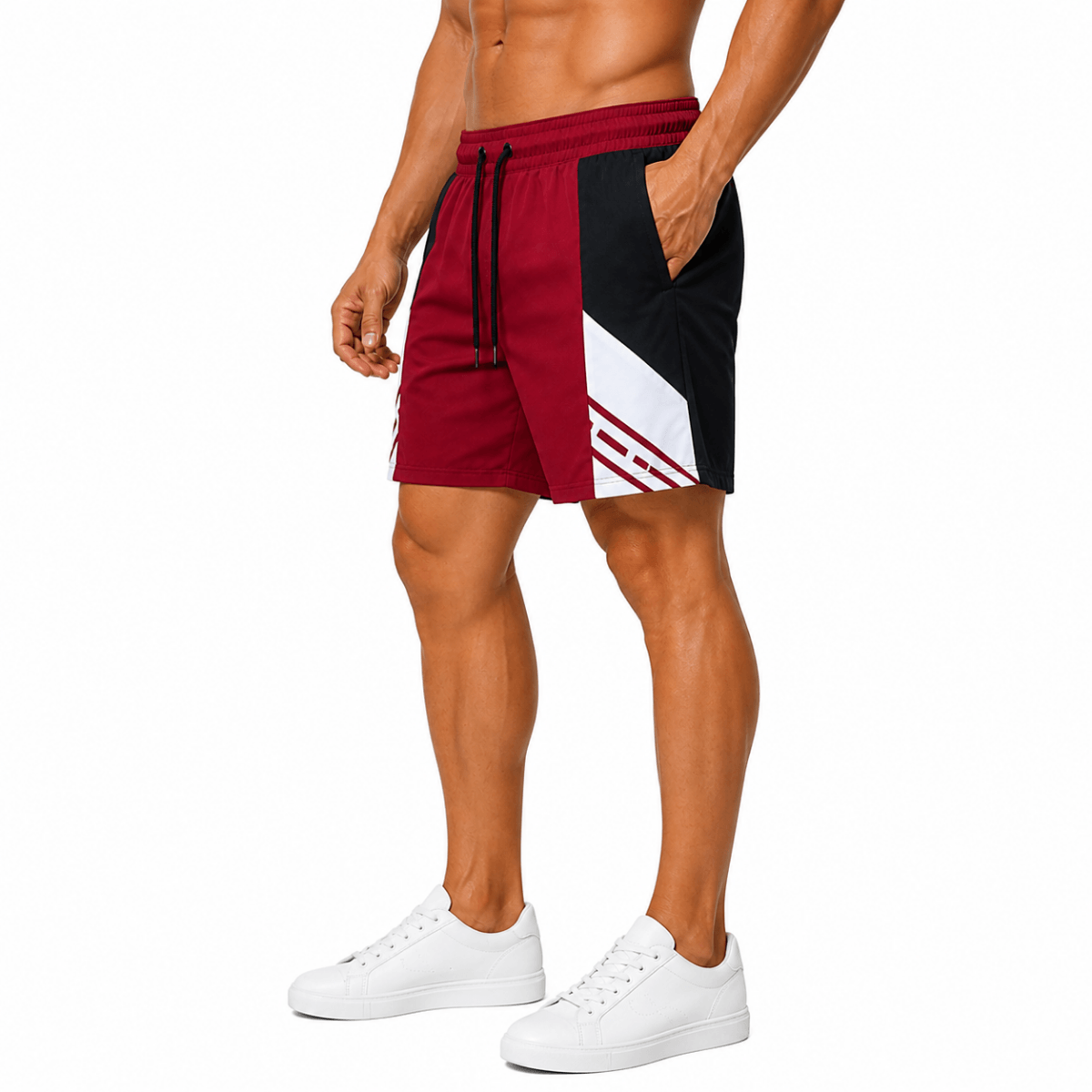 Burgundy Geometric Athletic Shorts(INSIDE)