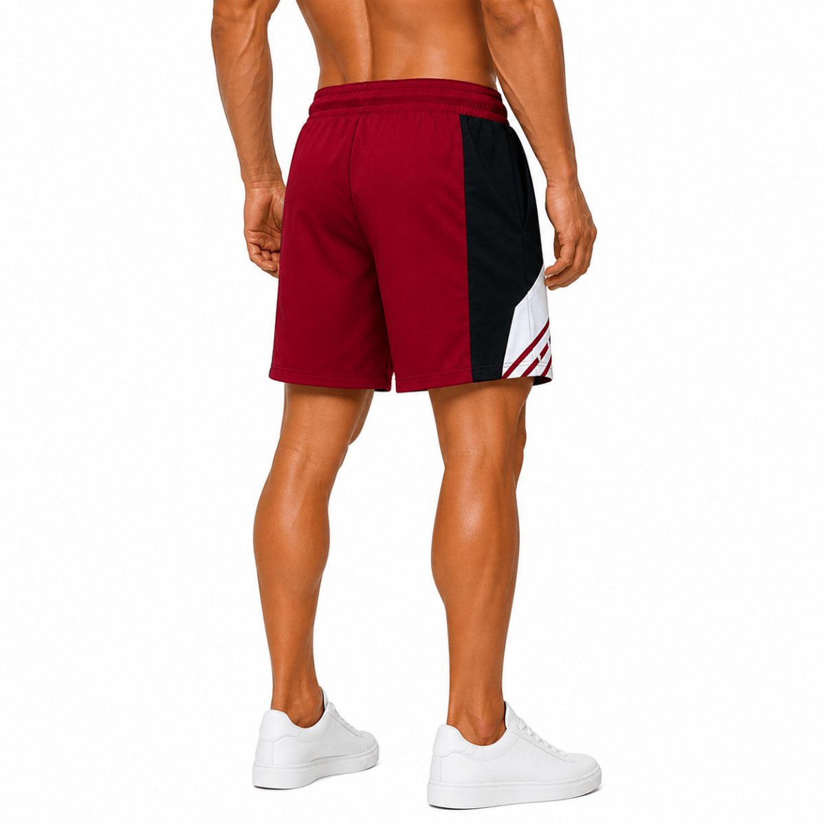 Burgundy Geometric Athletic Shorts(INSIDE)