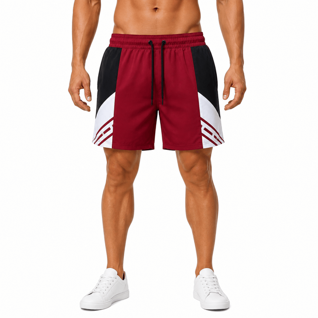 Burgundy Geometric Athletic Shorts(INSIDE)