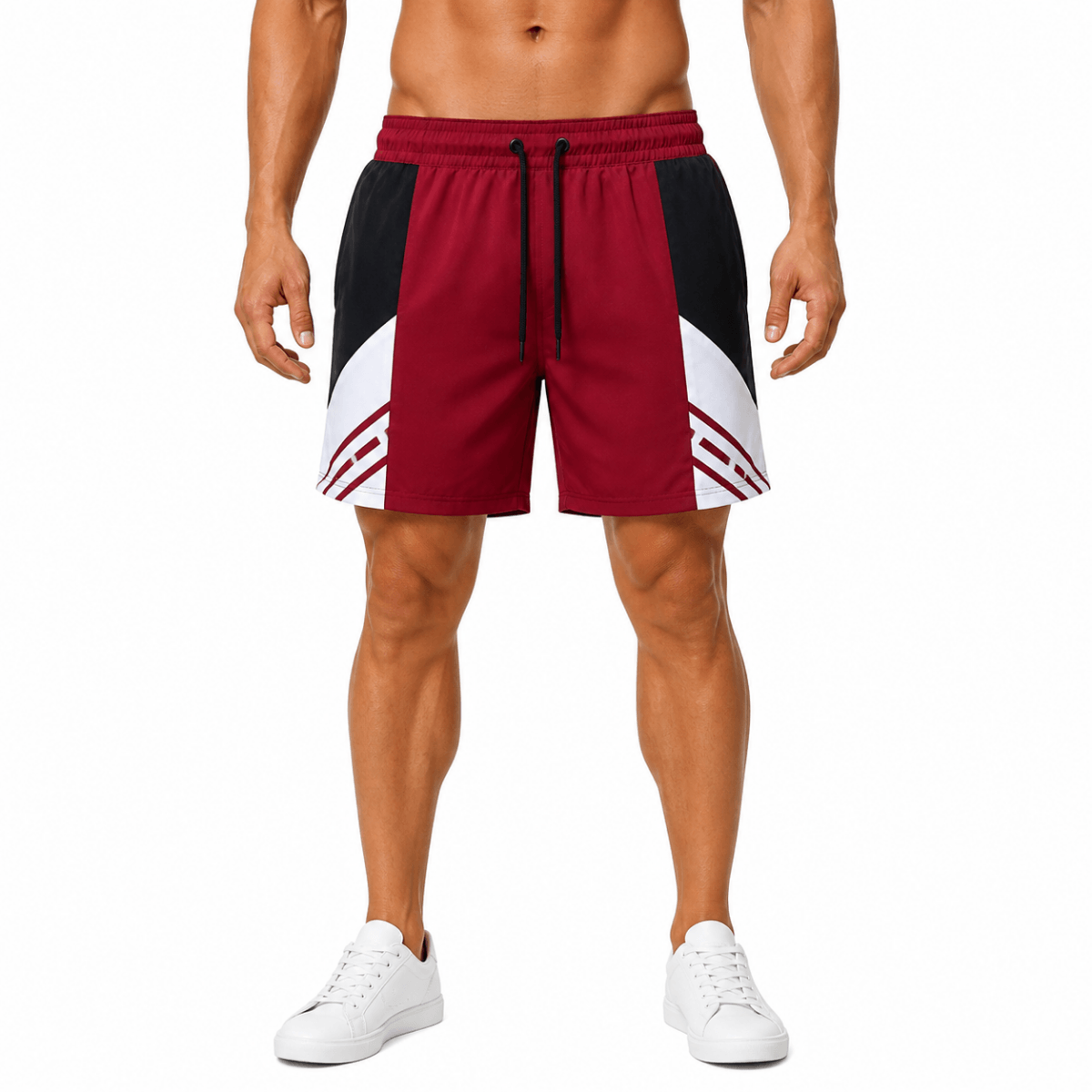 Burgundy Geometric Athletic Shorts(INSIDE)