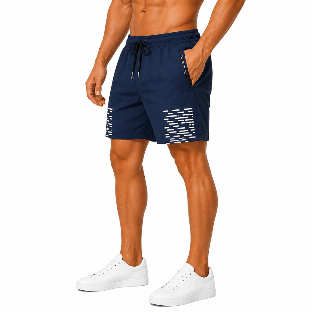 Navy Patterned Athletic Shorts(INSIDE)