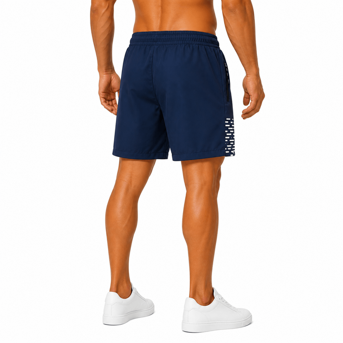 Navy Patterned Athletic Shorts(INSIDE)