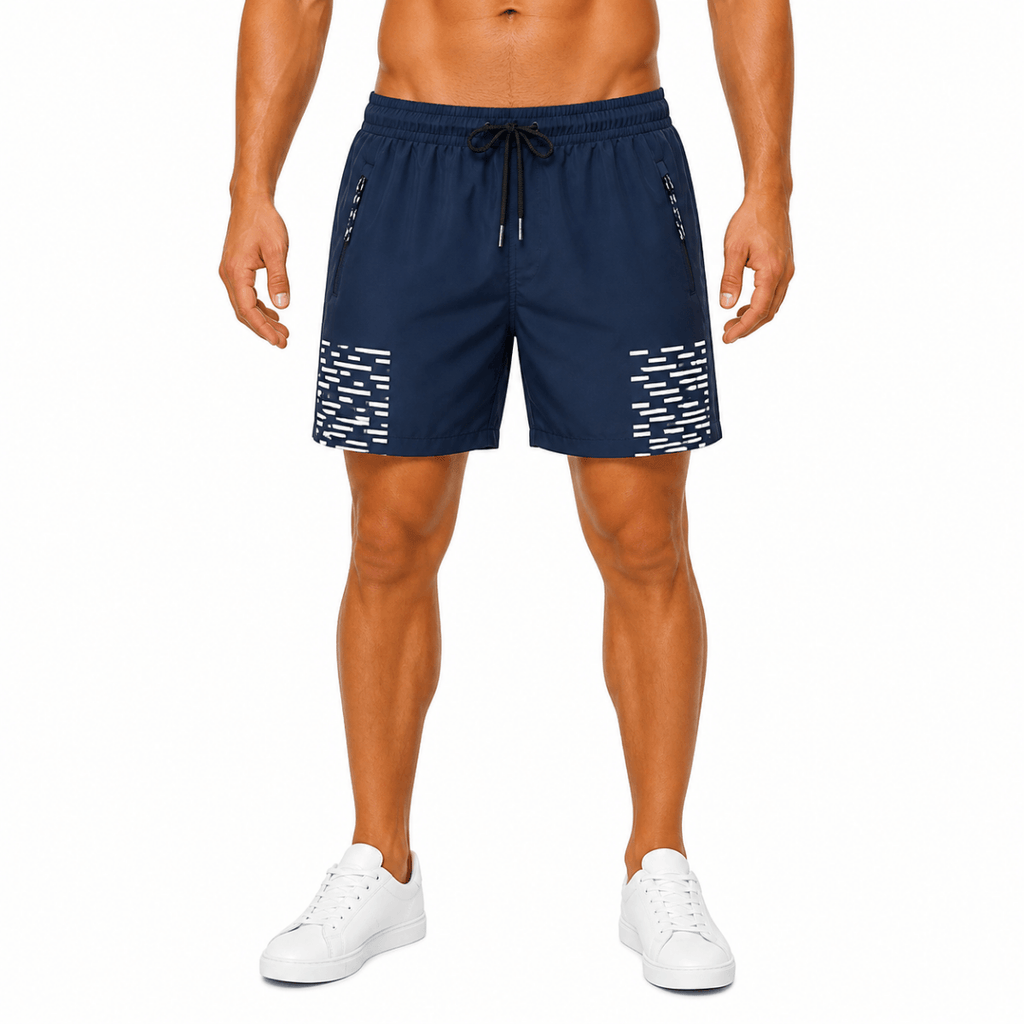 Navy Patterned Athletic Shorts(INSIDE)