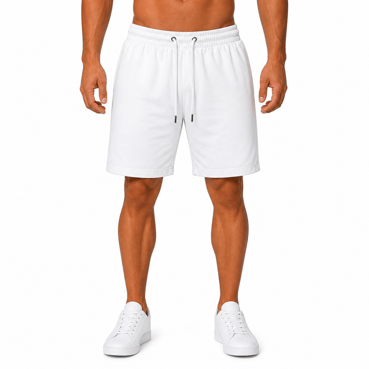 White Cotton Athletic Shorts(INSIDE)