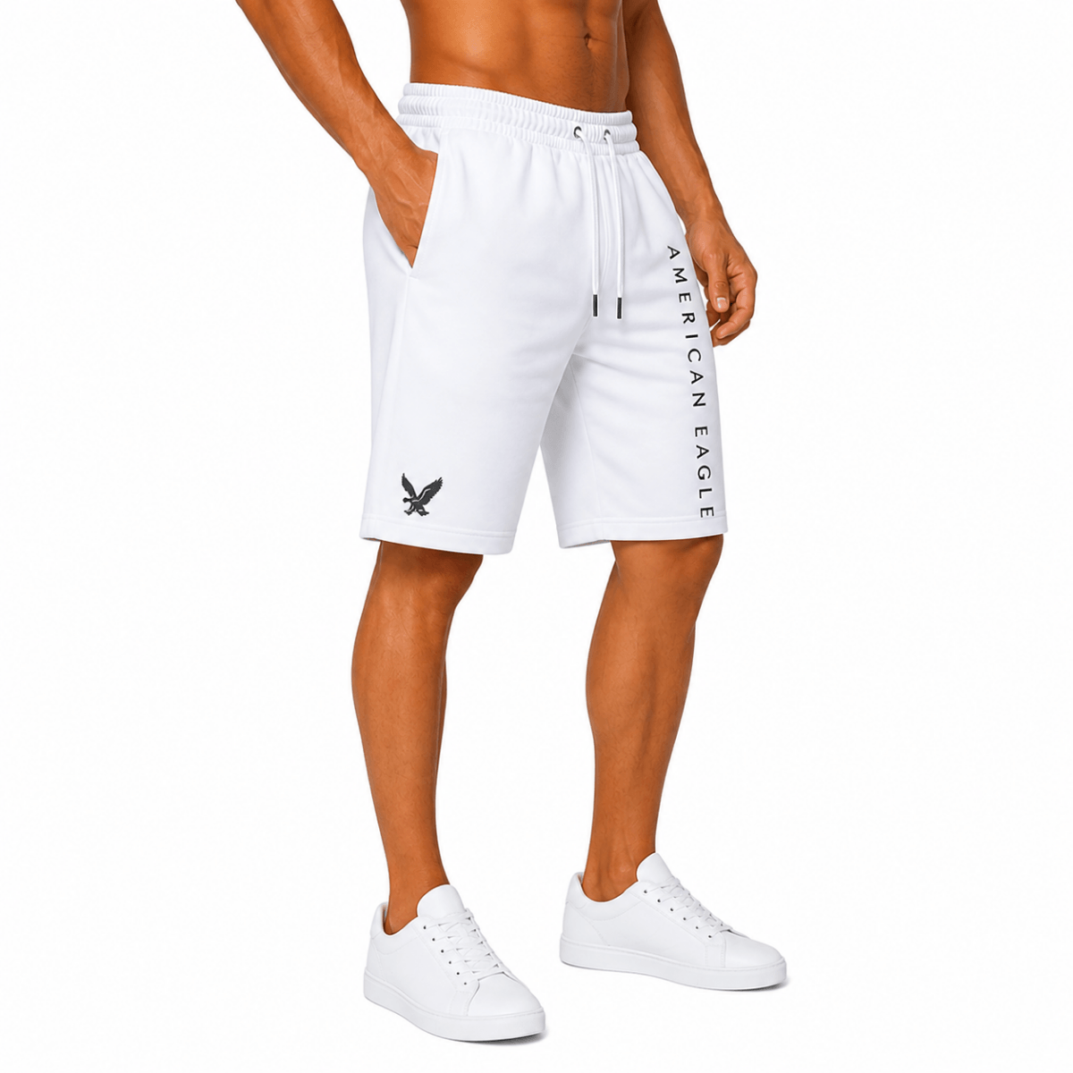 White Printed Athletic Shorts(INSIDE)