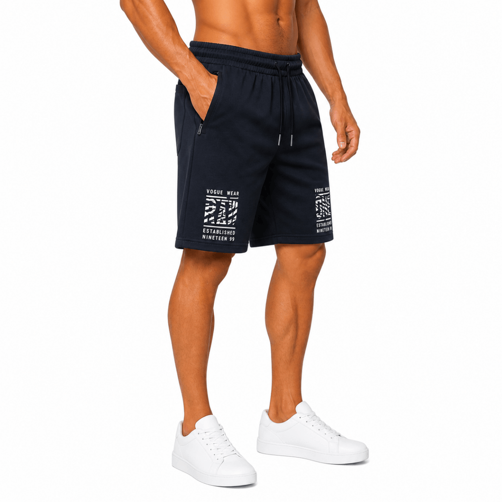 Navy Printed Athletic Shorts(INSIDE)