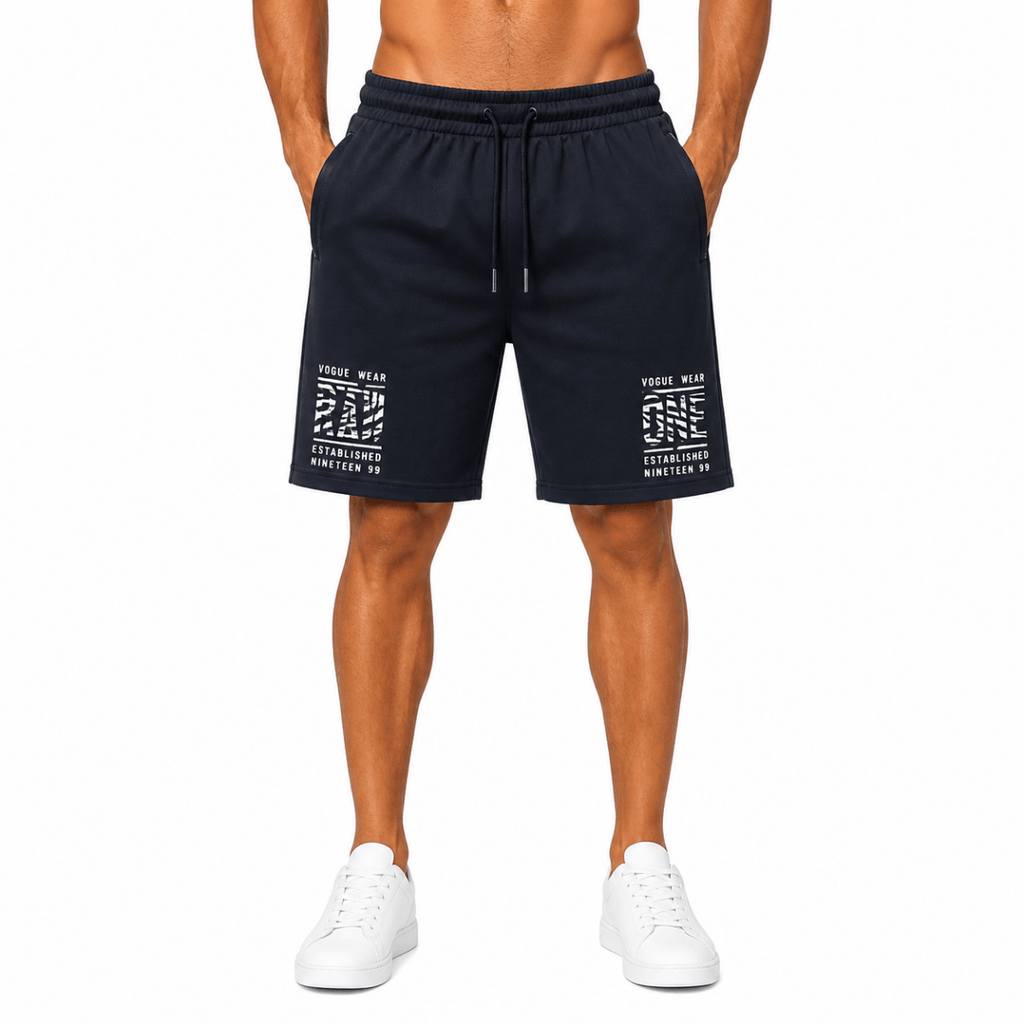 Navy Printed Athletic Shorts(INSIDE)
