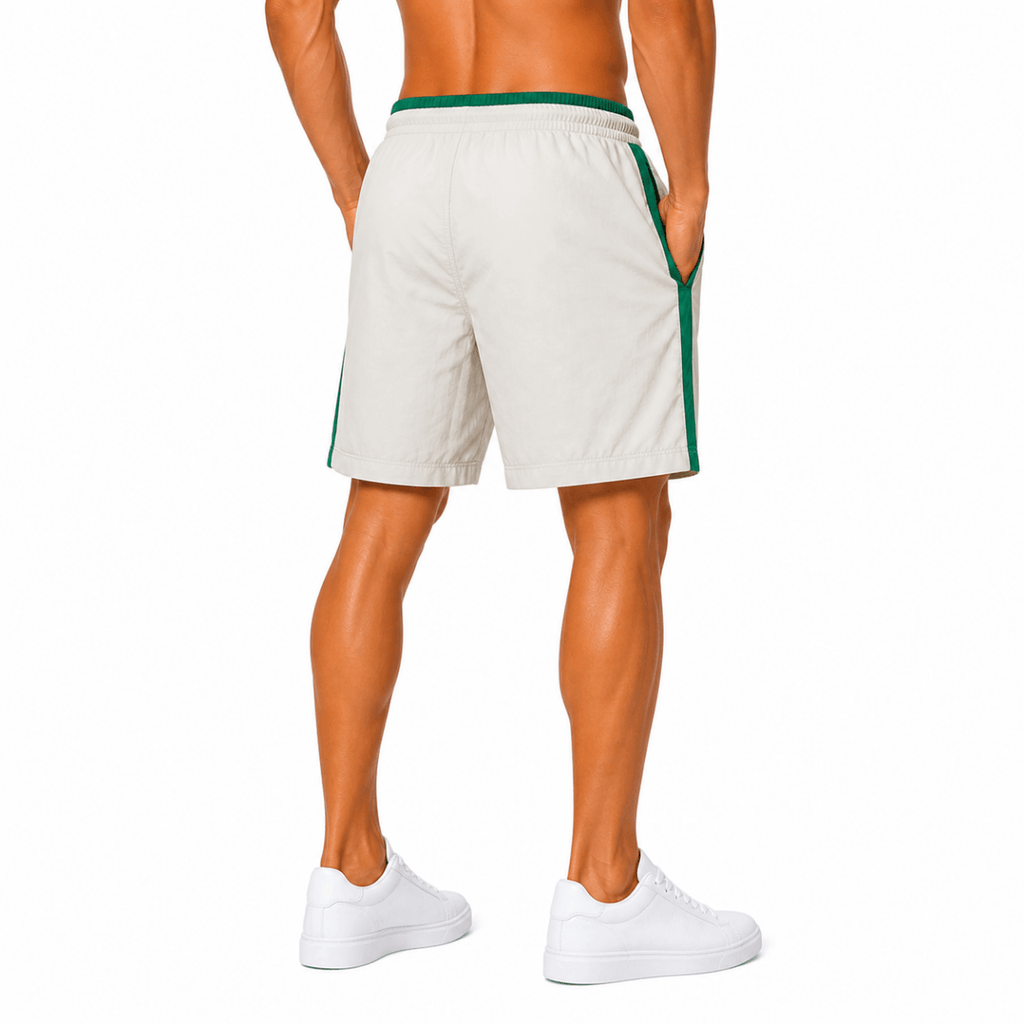 Beige Green-Accent Athletic Shorts(INSIDE)