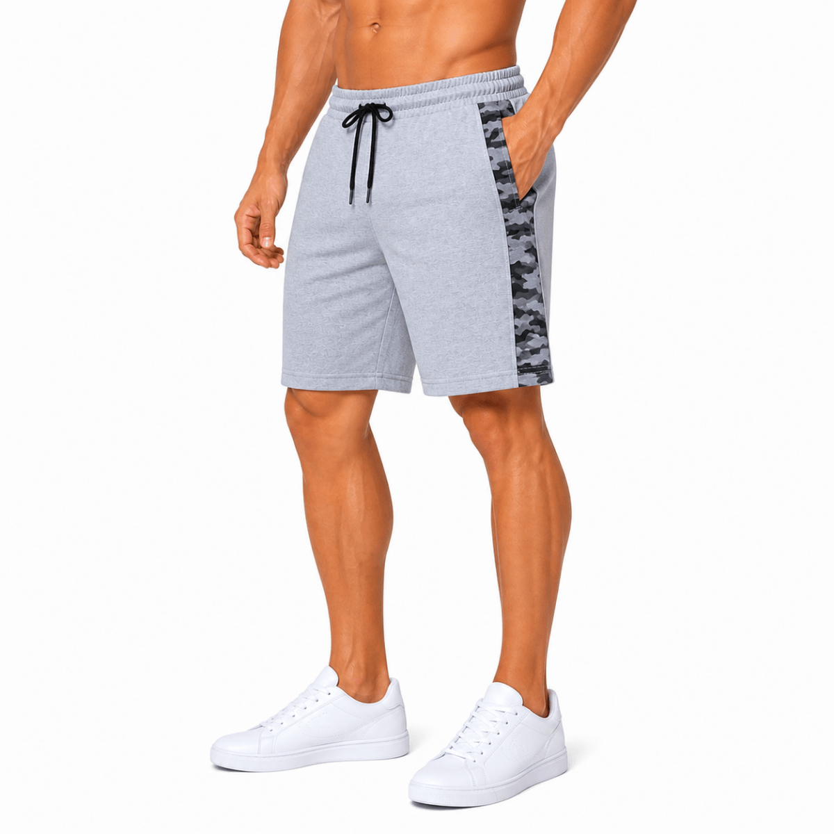 Grey Camo Sidestripe Shorts(INSIDE)
