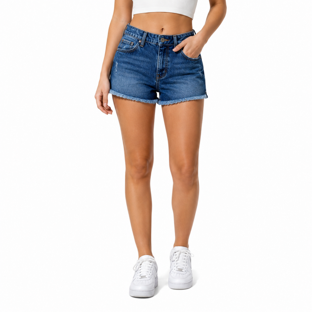 Dark Blue Frayed Shorts(INSIDE)