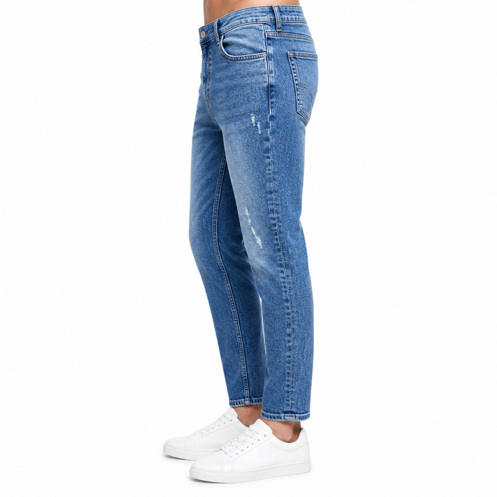 Light Wash Distressed Slim Jeans (INSIDE)