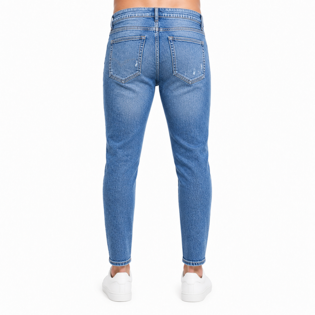 Light Wash Distressed Slim Jeans (INSIDE)