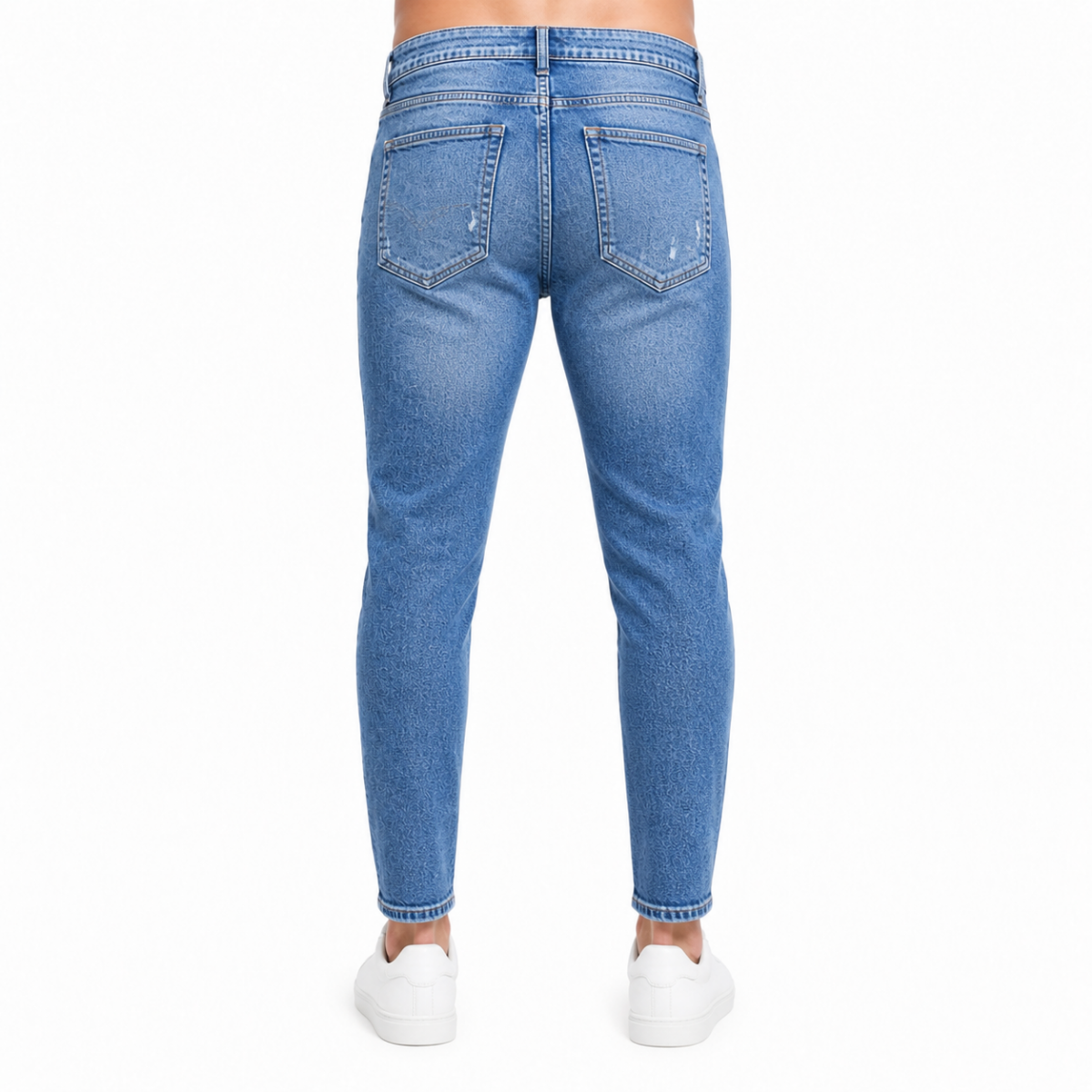 Light Wash Distressed Slim Jeans (INSIDE)