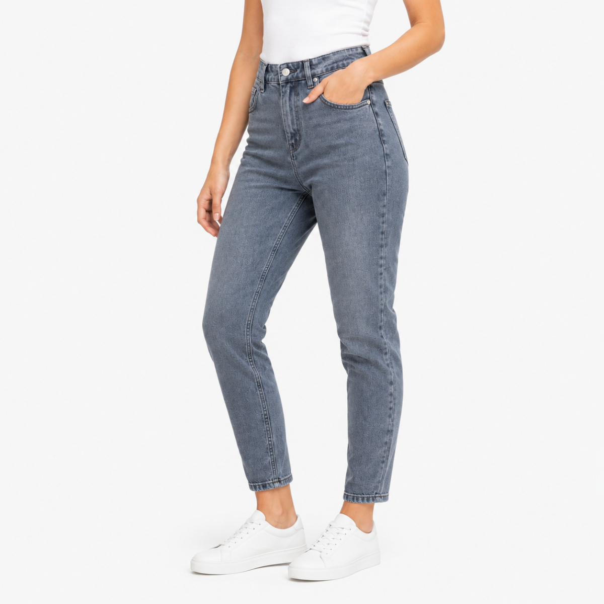 Grey Mom Fit Jeans(INSID)