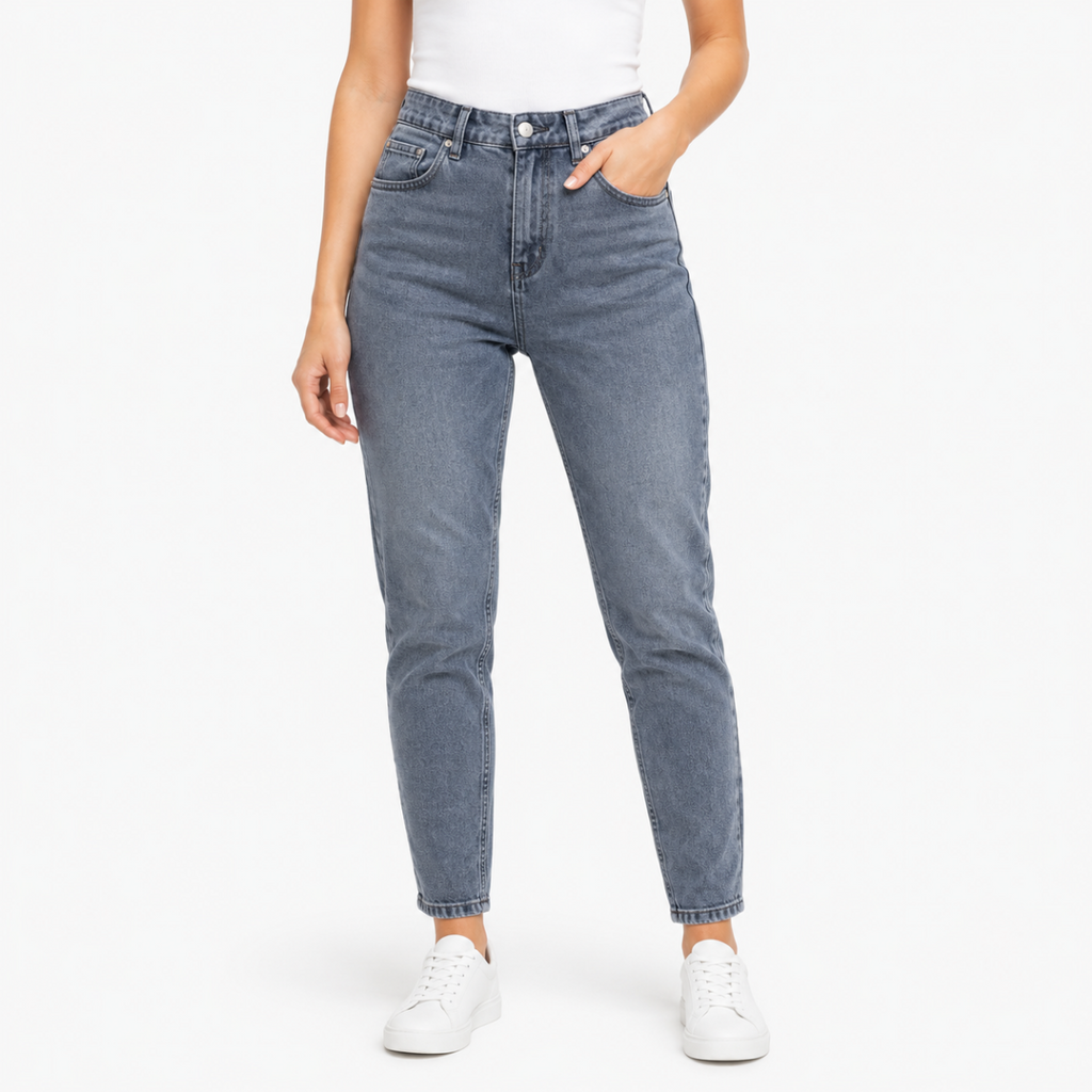 Grey Mom Fit Jeans(INSID)