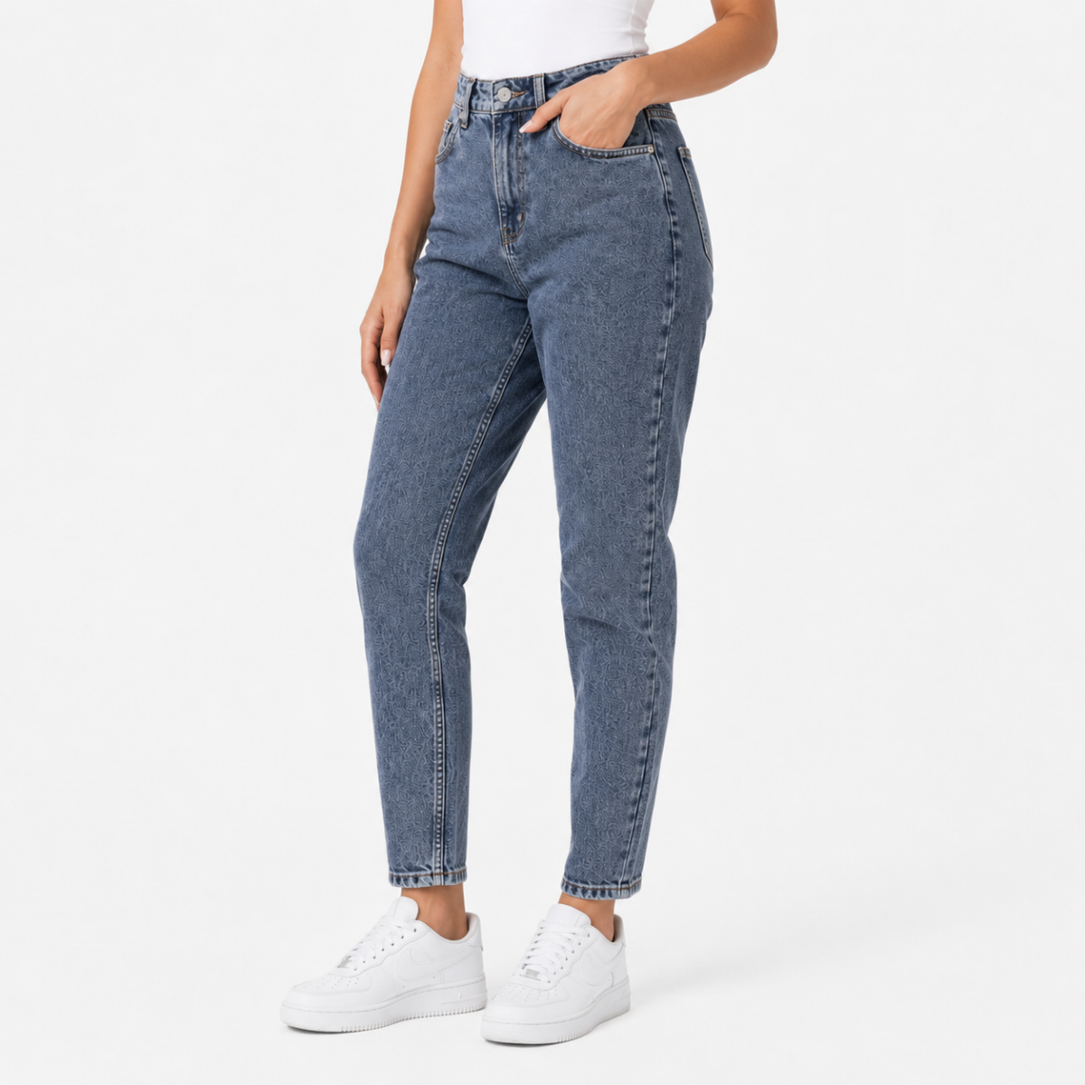 Dark Blue Straight Leg Jeans(INSID)
