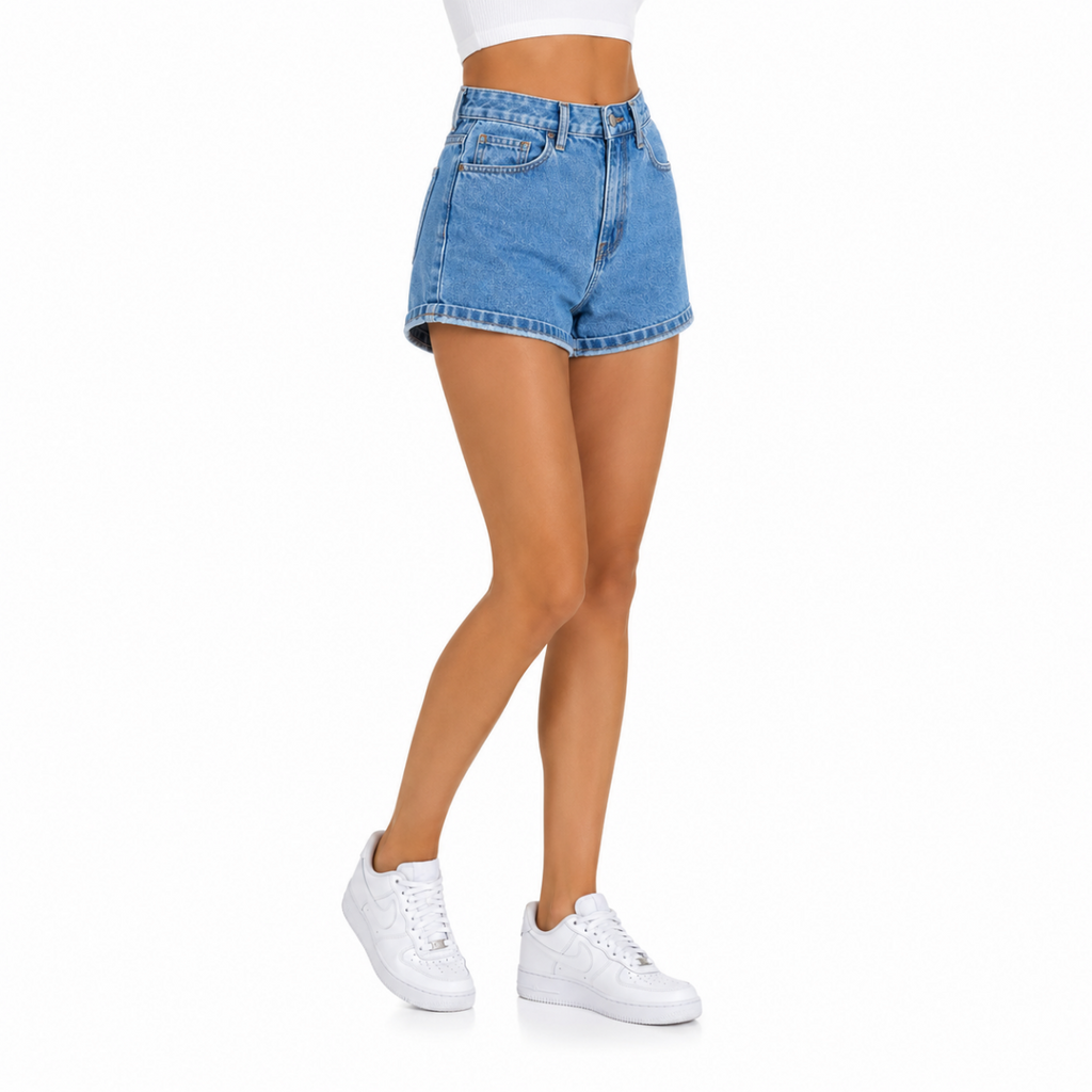 Cuffed Blue Denim Shorts(INSIDE)