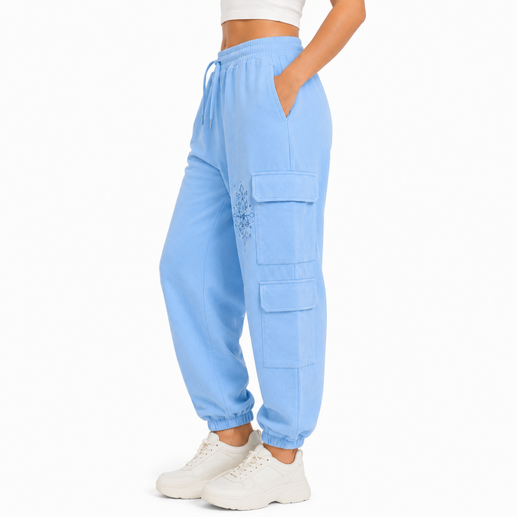 Sky Blue Cargo Sweatpants(INSIDE)