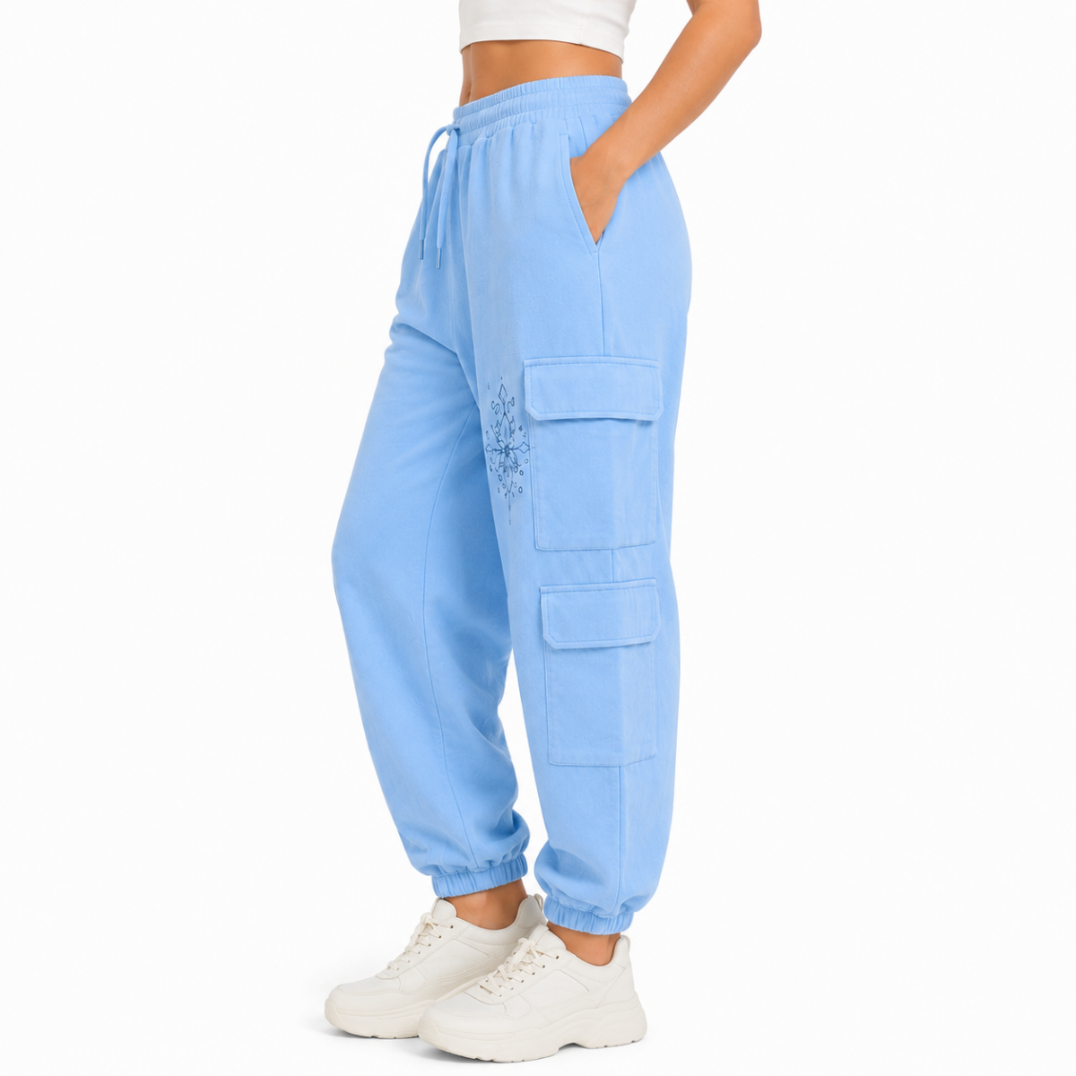 Sky Blue Cargo Sweatpants(INSIDE)