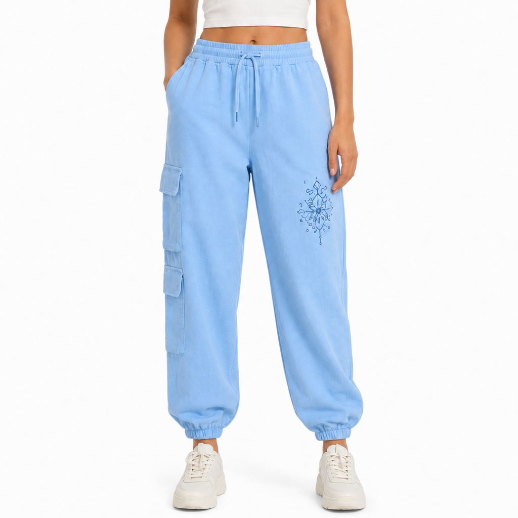 Sky Blue Cargo Sweatpants(INSIDE)