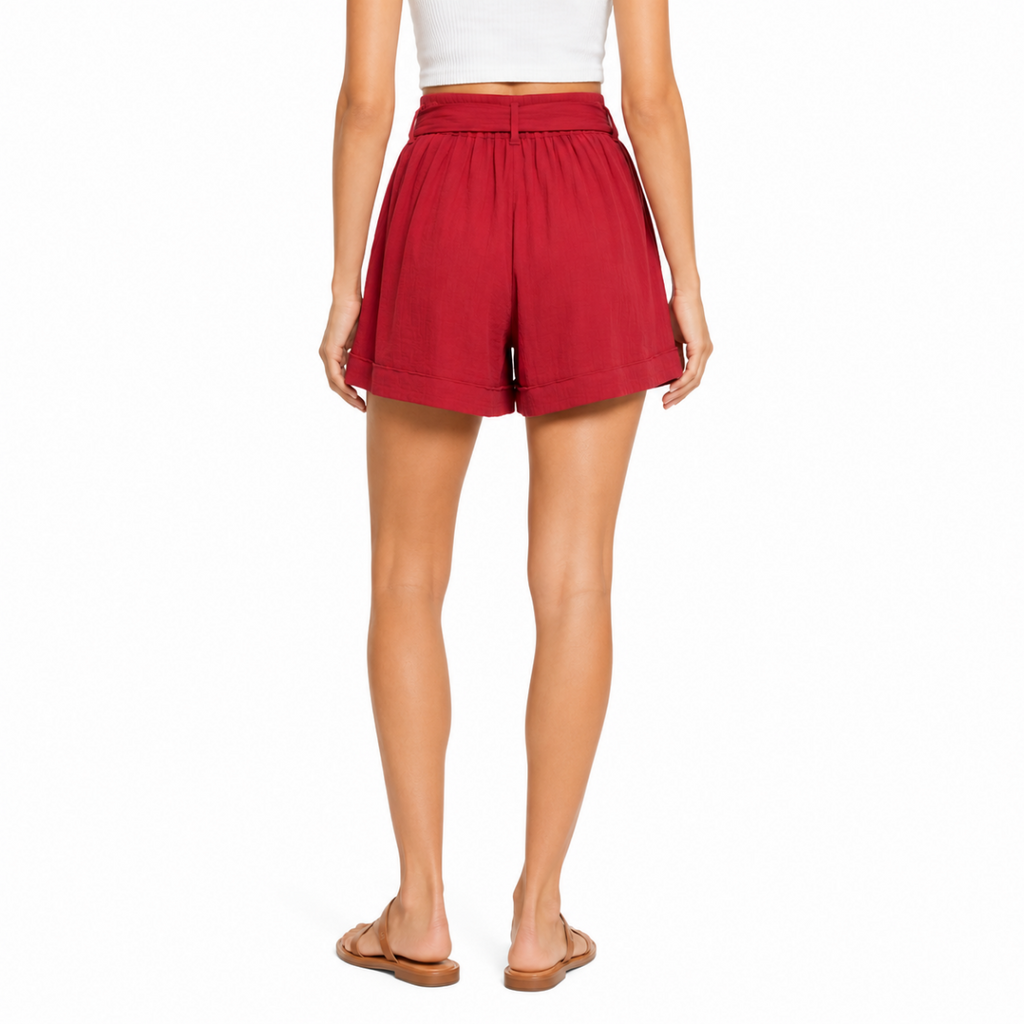 Elegant Red Women's Shorts(INSIDE)