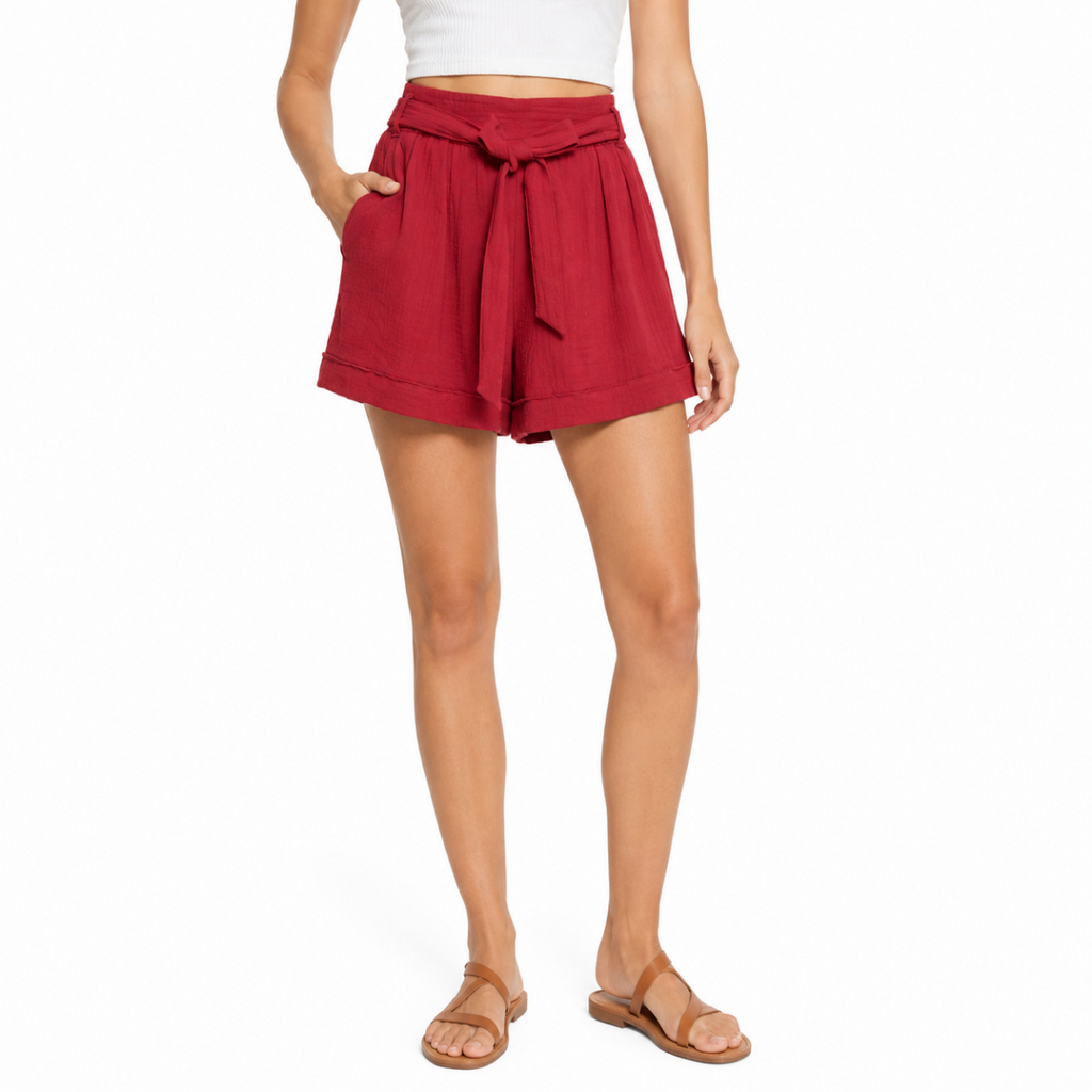 Elegant Red Women's Shorts(INSIDE)