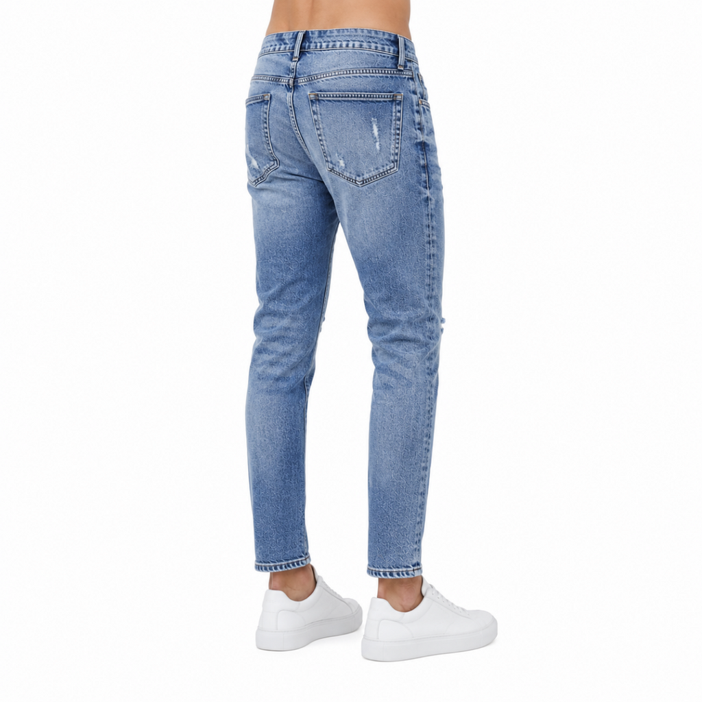 Light Wash Slim Distressed Jeans (INSIDE)