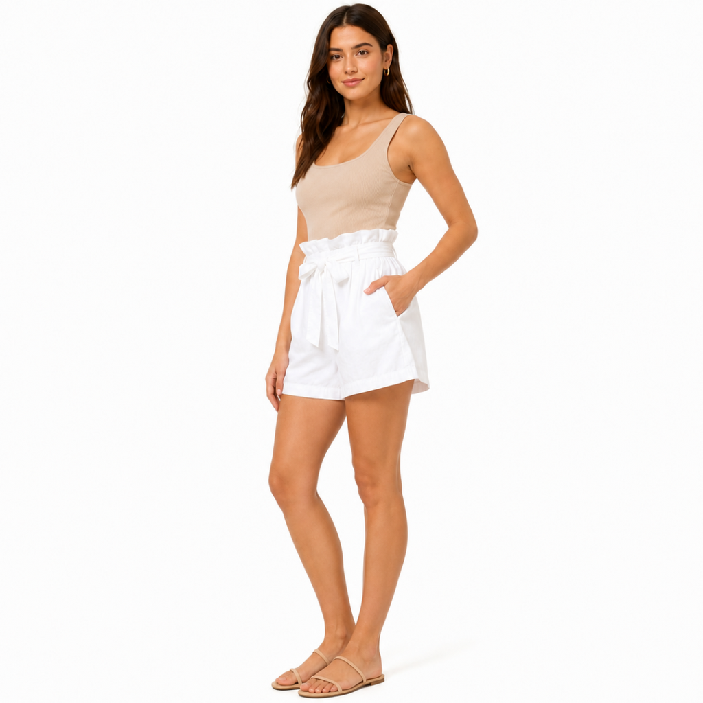 (INSIDE)White Comfortable Linen Shorts