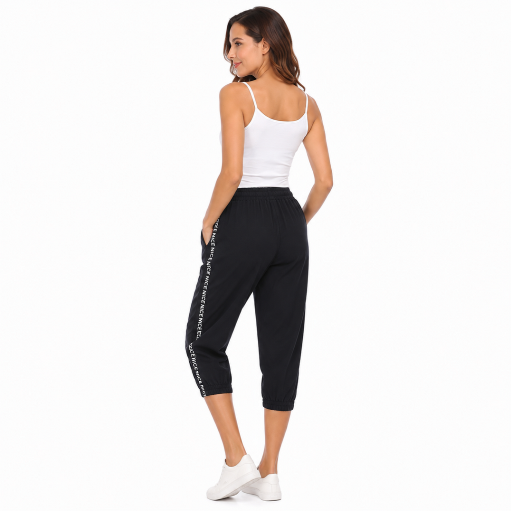 Black Cropped Jogger Pants(INSIDE)