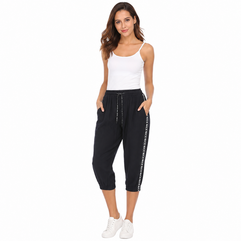 Black Cropped Jogger Pants(INSIDE)
