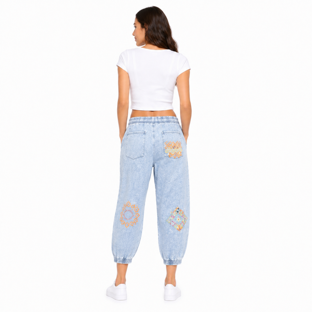 Comfortable Embroidered Denim Pants(INSIDE)
